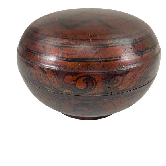 Antique Hand-Painted Wooden Trinket Box With Lid - Picture 7 of 7